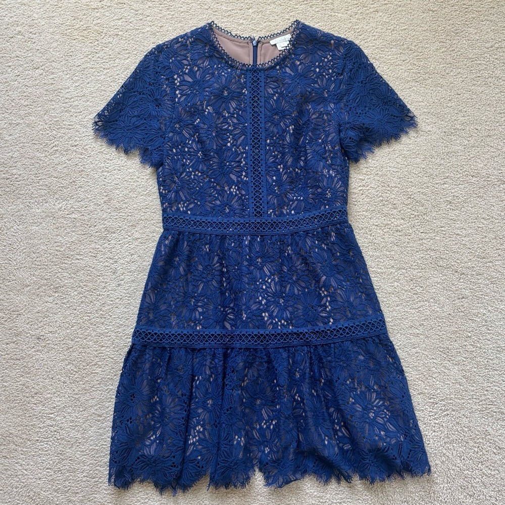 Shoshanna blue lace mini cocktail dress